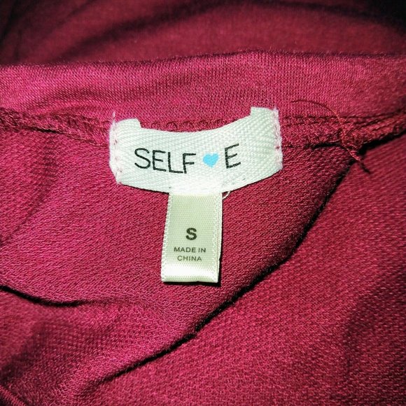 Self Esteem Womens Top Size Small Burgundy Cold Shoulder Ruffle Long Sle… - Picture 5 of 7